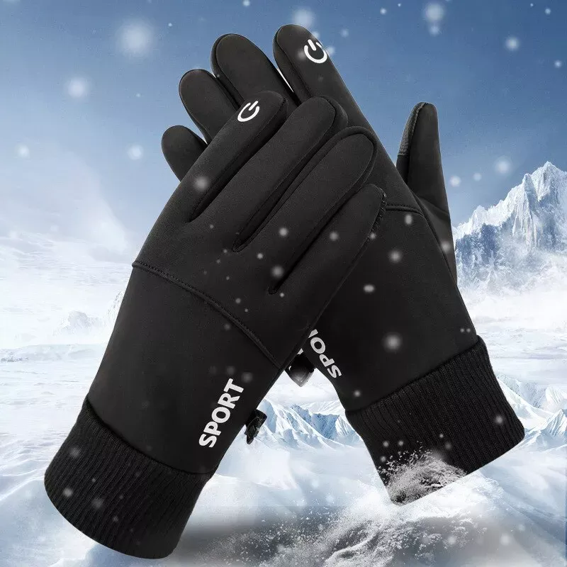Black Winter Warm Full Fingers Waterproof Gloves