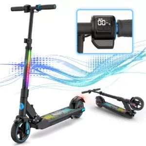 Foldable Scooter for Kids Ages 6-12, 9.3 MPH & 5 Miles, LED Display, Colorful LED Lights