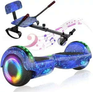 Scooter With Seat Attachment, 6.5" Scooters Go Kart Combo With Colorful LED Lights & Bluetooth