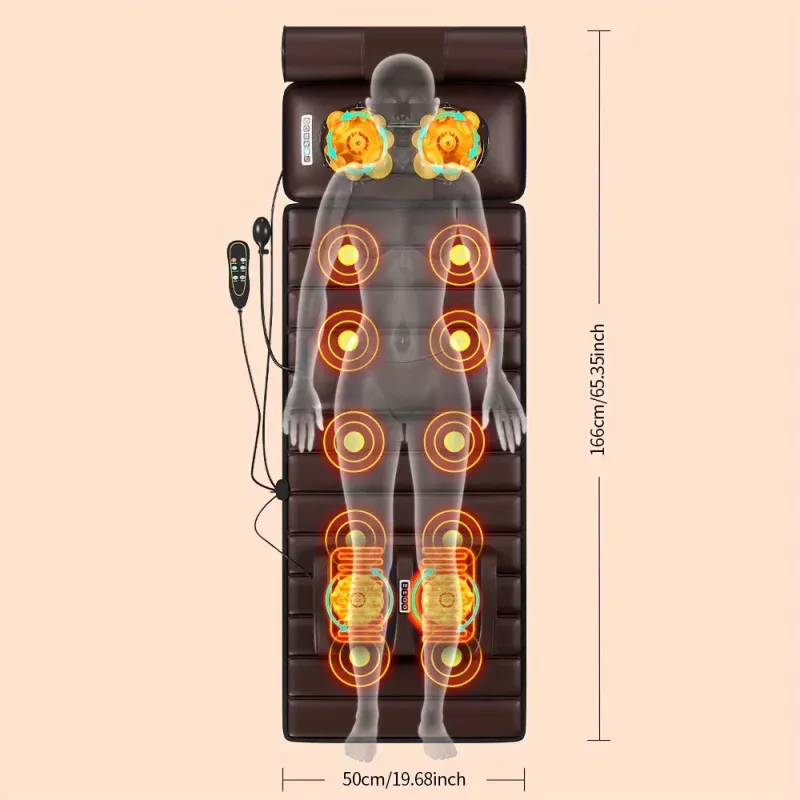 Massage Mat With Heat, 10 Nodes, Full Body Massage Mat, Adjustable Pillows Heating Pads, Full Body Massager For Neck - Image 4