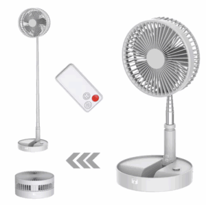 8-Inch Oscillating Foldable Standing Fan with Remote, Battery Powered, 4 Speeds, Adjustable Height, Portable for Camping or Home Use