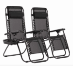JHK Zero Gravity Recliner Chair Set of 2 with Cup Holder Trays and Adjustable Pillow, Portable Outdoor Lounge Chairs for Patio or Camping
