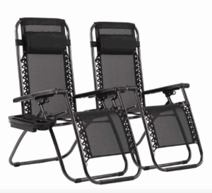 JHK Zero Gravity Recliner Chair Set of 2 with Cup Holder Trays and Adjustable Pillow, Portable Outdoor Lounge Chairs for Patio or Camping