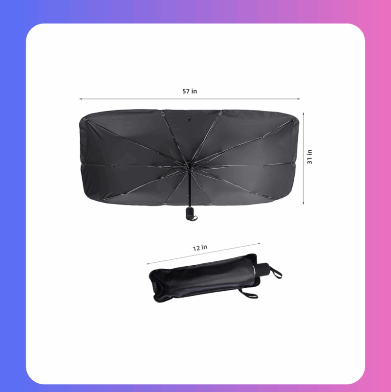 Foldable Car Windshield Sun Shade Umbrella, UV Reflective Front Window Visor for Heat Insulation and Interior Protection - Image 3