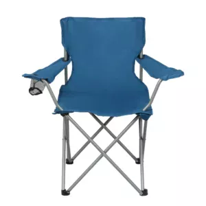 Quad Folding Camping Chair for Adults with Cup Holder, Vibrant Blue