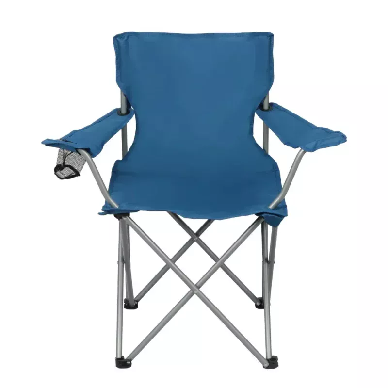 Quad Folding Camping Chair for Adults with Cup Holder, Vibrant Blue